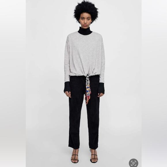 Zara basic drawstring hem pullover tie scarf - Picture 2 of 10